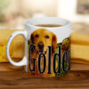 Golden Retriever Mug with yellow napkin in background