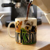 Coffee being poured into Yorkshire terrier Mug