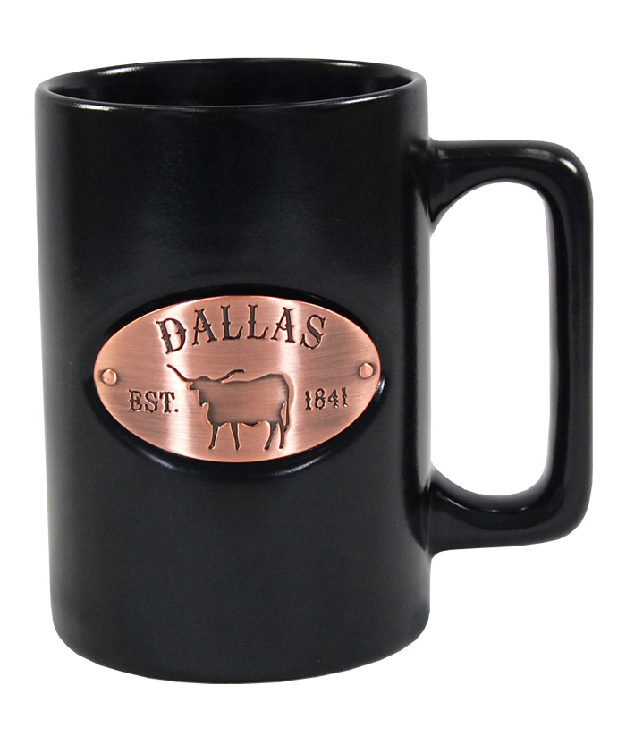Dallas Copper Medallion Black Mug