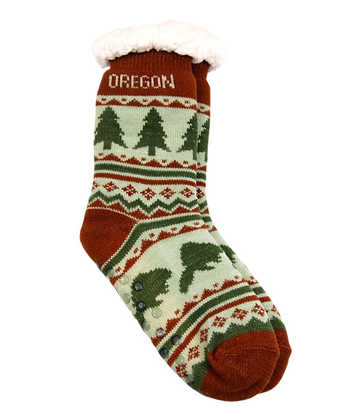 Oregon Adult Tree Pattern Socks