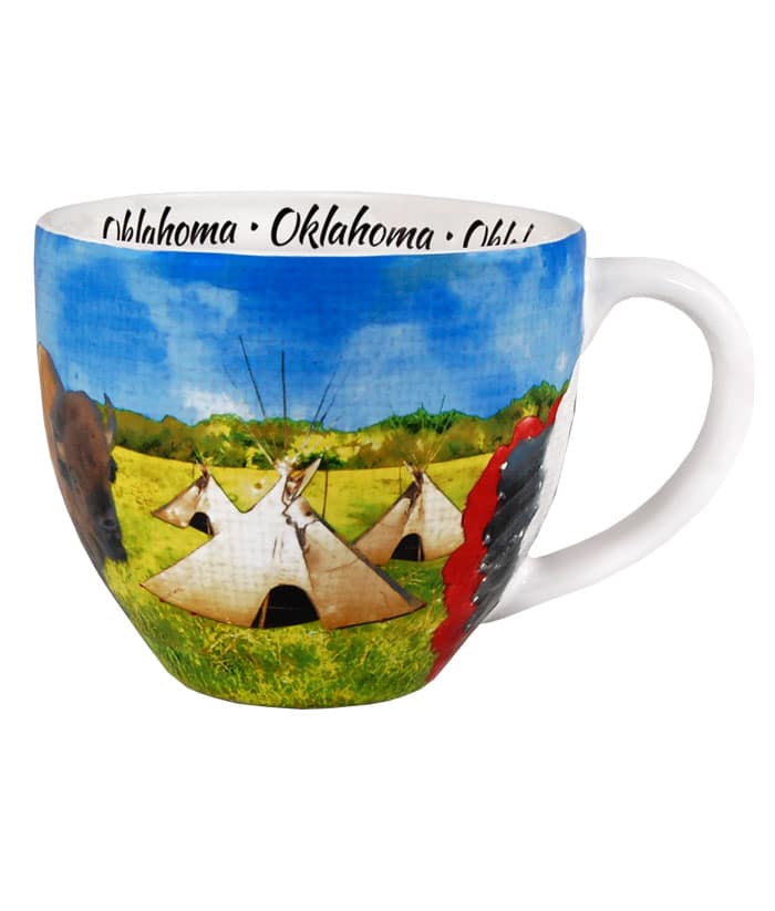 Oklahoma watercolor mug left side
