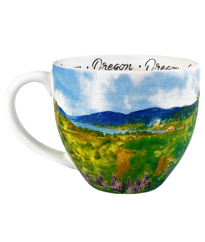 Oregon watercolor mug front view