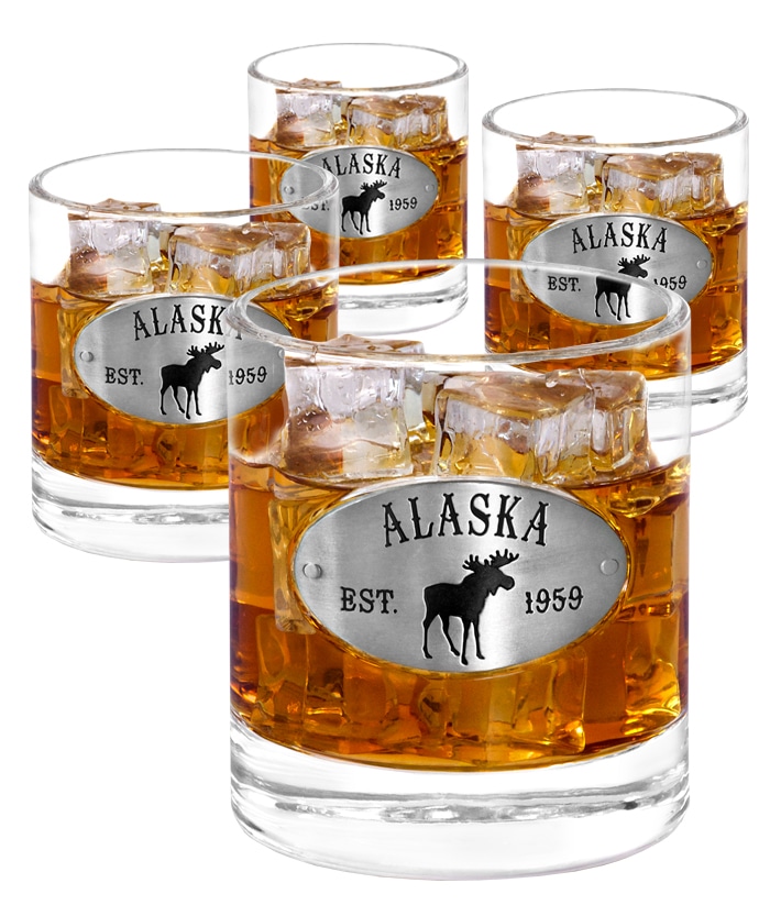 Alaska emblem Whiskey Glasses 4 set