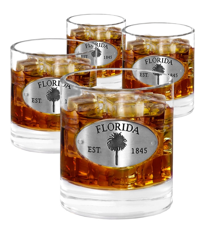 Florida 4 Whiskey Glasses