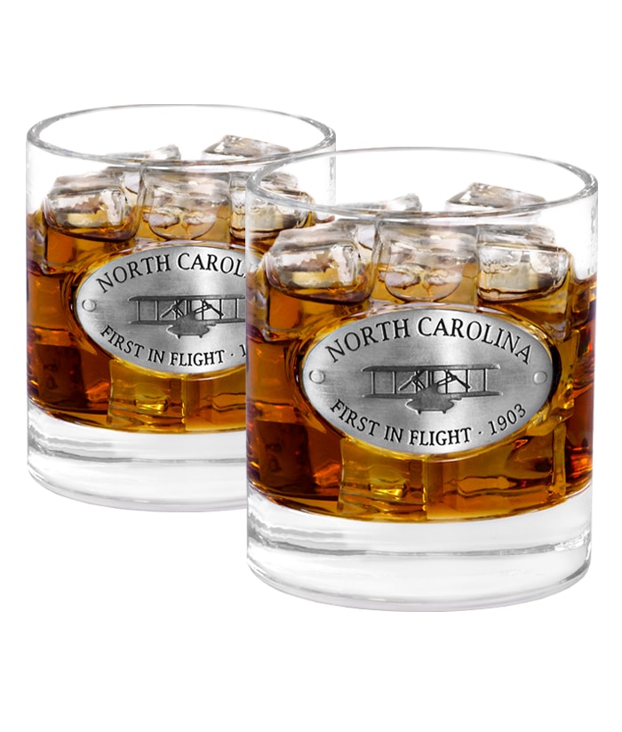 Two North Carolina Whiskey Glasses