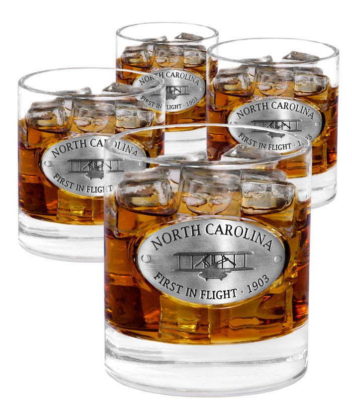 North Carolina 4 Whiskey Glasses