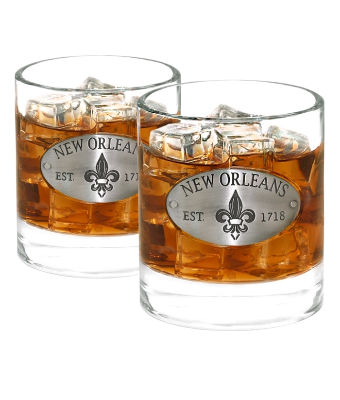 Two New Orleans Whiskey Glasses