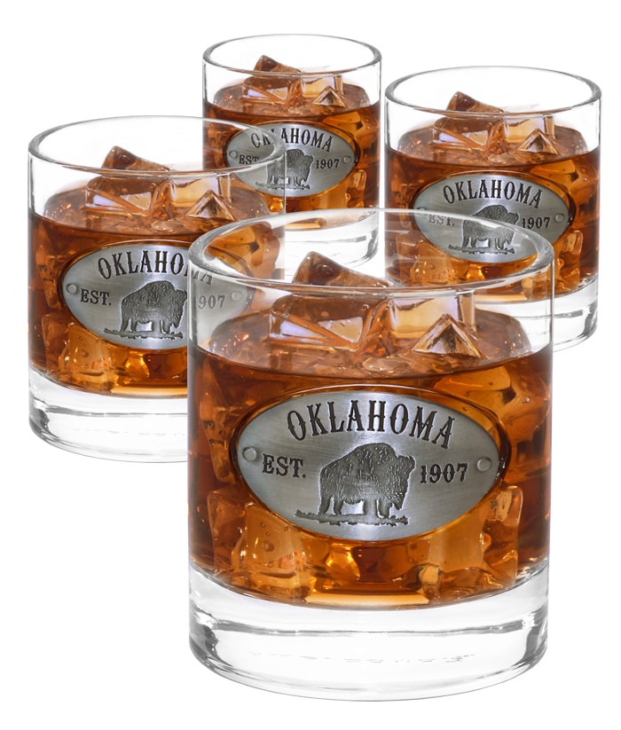 Oklahoma 4 Whiskey Glasses