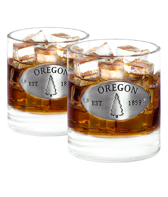 Two Oregon Whiskey Glasses