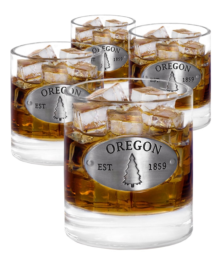 Oregon 4 Whiskey Glasses