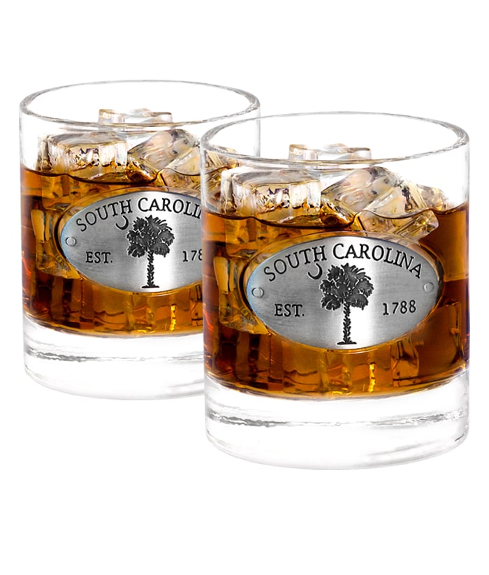 Two South Carolina Whiskey Glasses