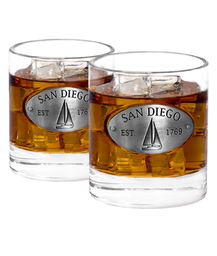 Two San Diego Whiskey Glasses