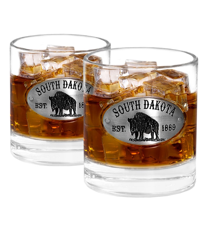 Two South Dakota Whiskey Glasses