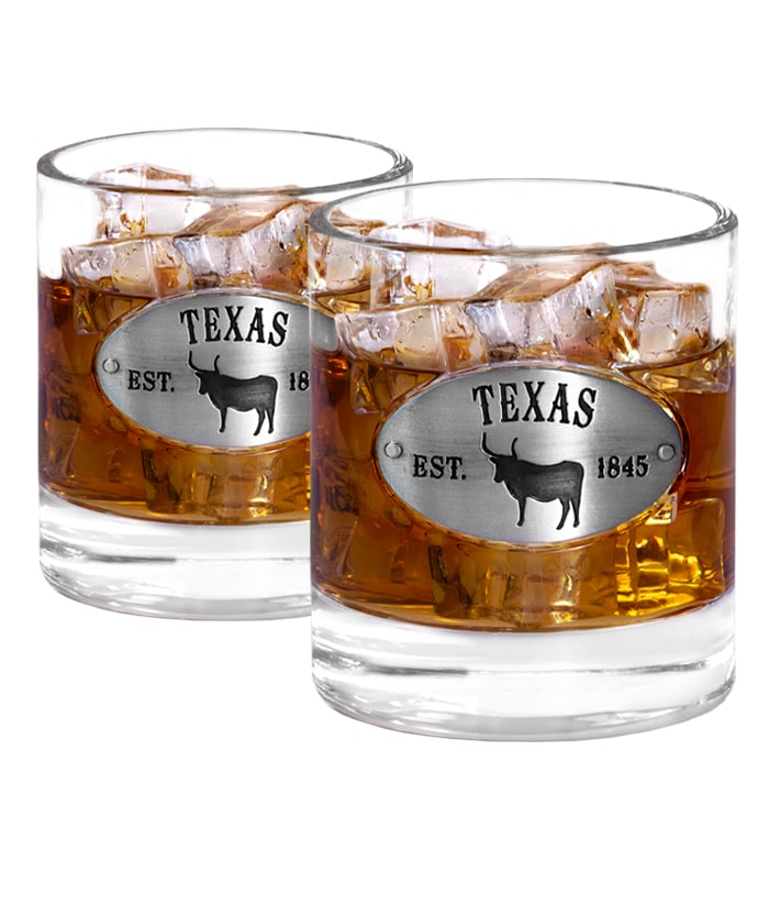 Two Texas Whiskey Glasses