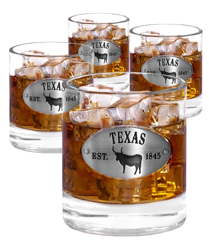 Texas 4 Whiskey Glasses