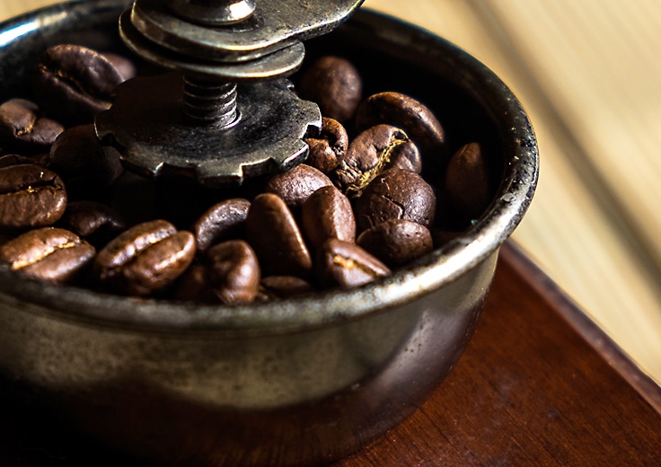 Coffee Beans in Grinder
