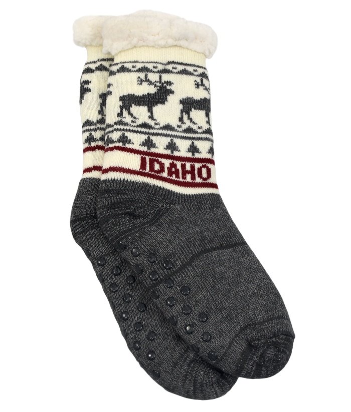 Idaho Slipper Socks Gray Pattern