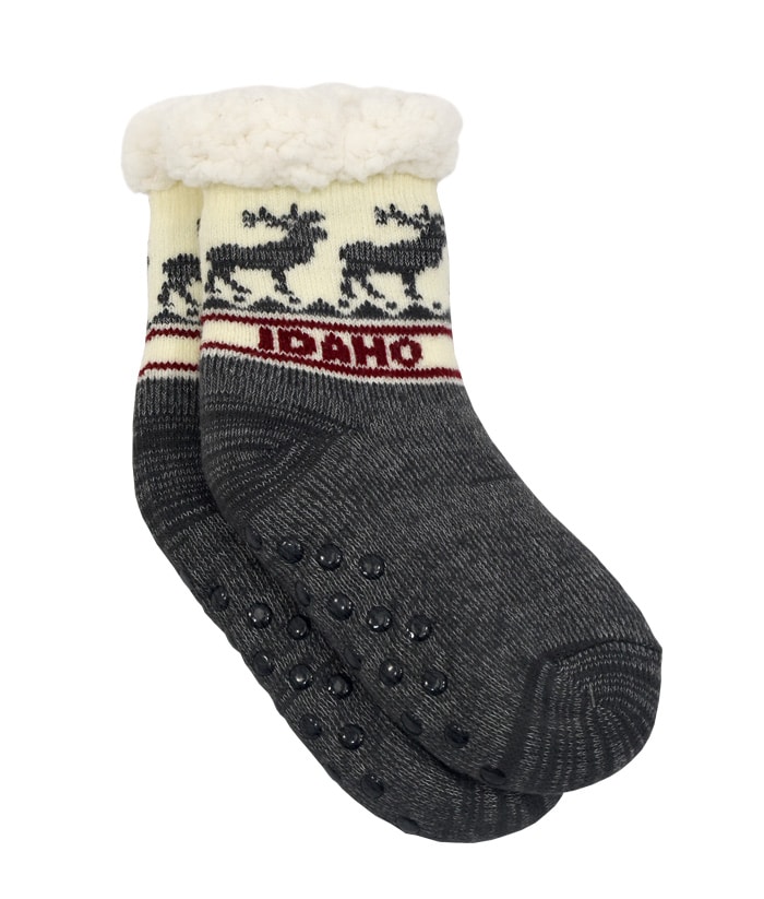 Idaho Slipper Socks Gray Pattern - Kids