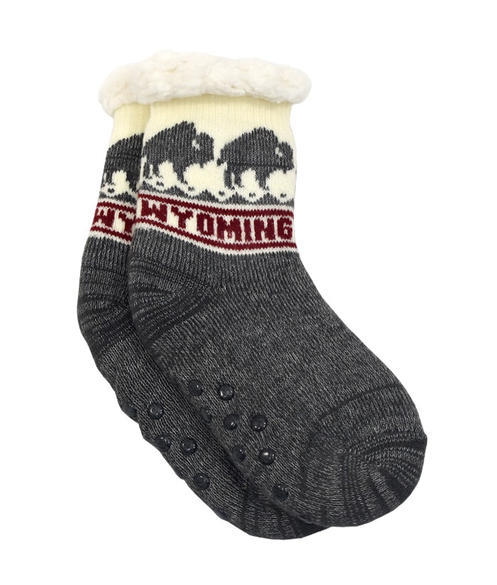 Wyoming Slipper Socks Gray Pattern - Kids
