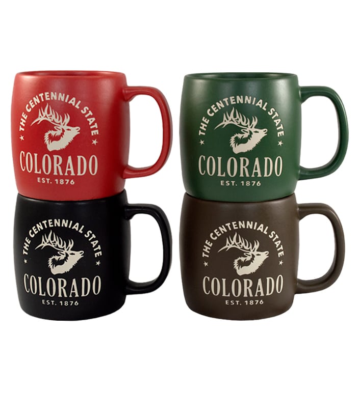 Colorado Etched Matte Mugs - Set of 4
