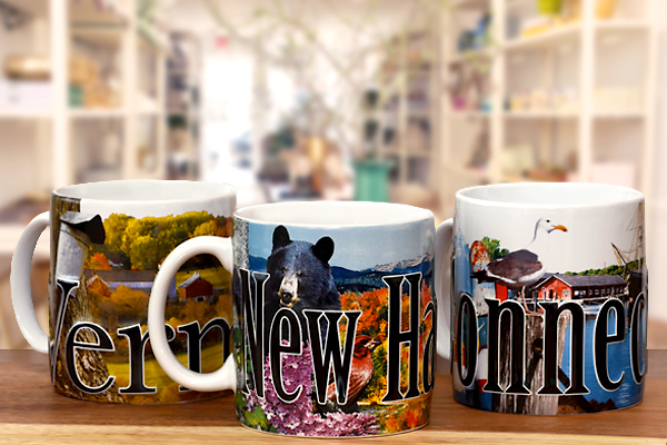 3 colorful mugs